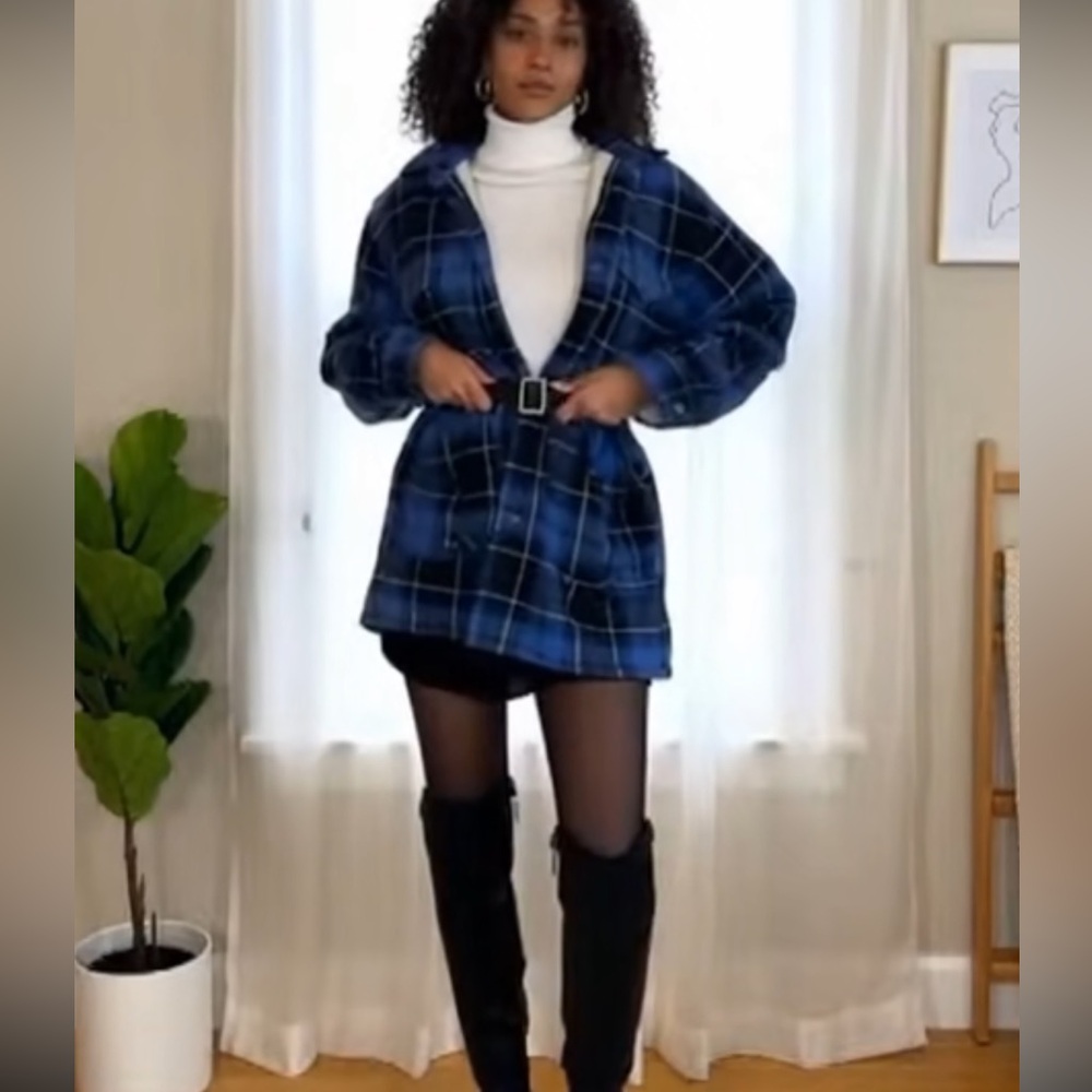 Aeropostale Blue Checkered Fleece Jacket